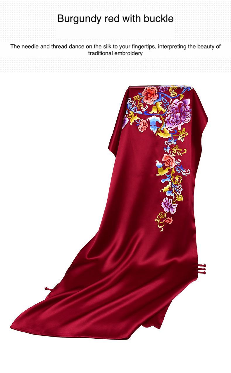 New double-layer silk shawl hand-embroidered Suzhou embroidery silk scarf Chinese style gift