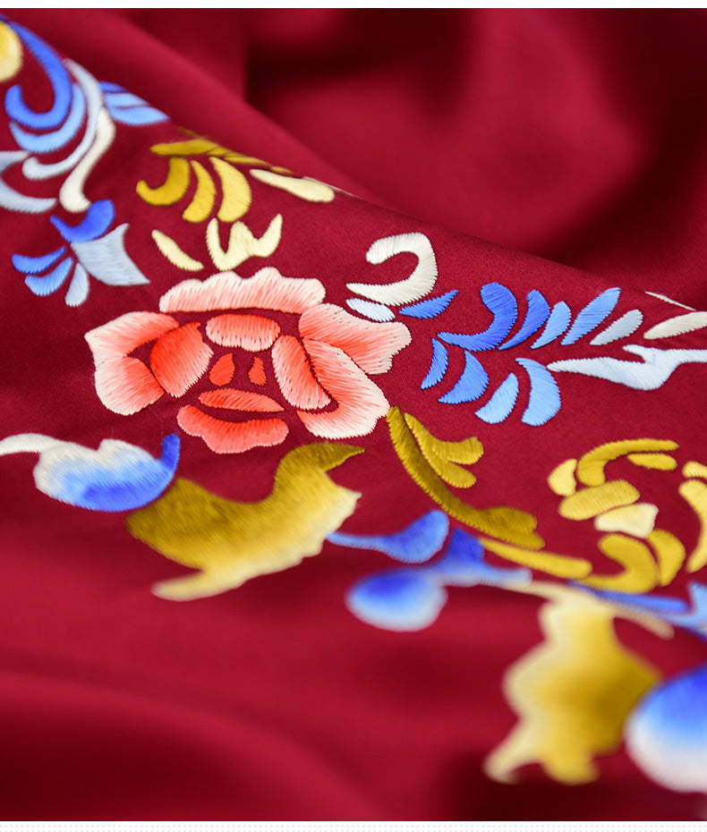 New double-layer silk shawl hand-embroidered Suzhou embroidery silk scarf Chinese style gift