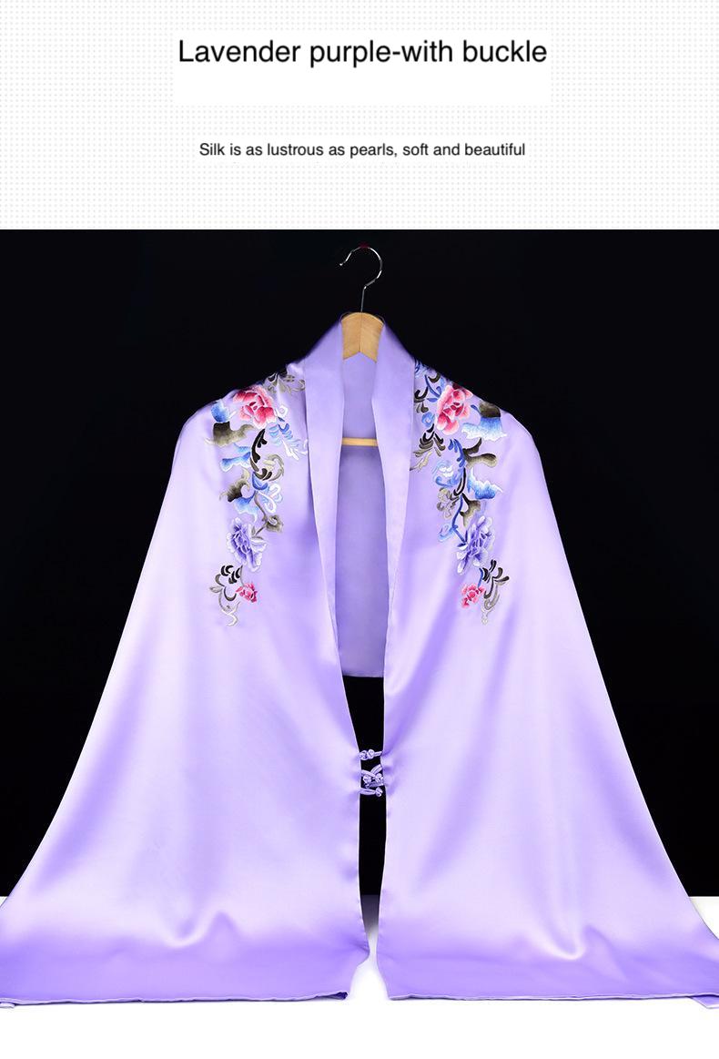 New double-layer silk shawl hand-embroidered Suzhou embroidery silk scarf Chinese style gift