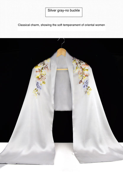 New double-layer silk shawl hand-embroidered Suzhou embroidery silk scarf Chinese style gift