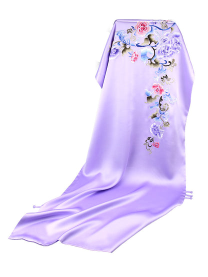 New double-layer silk shawl hand-embroidered Suzhou embroidery silk scarf Chinese style gift