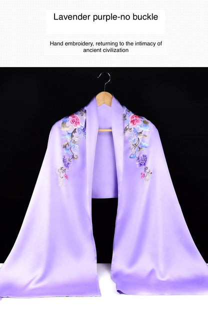 New double-layer silk shawl hand-embroidered Suzhou embroidery silk scarf Chinese style gift