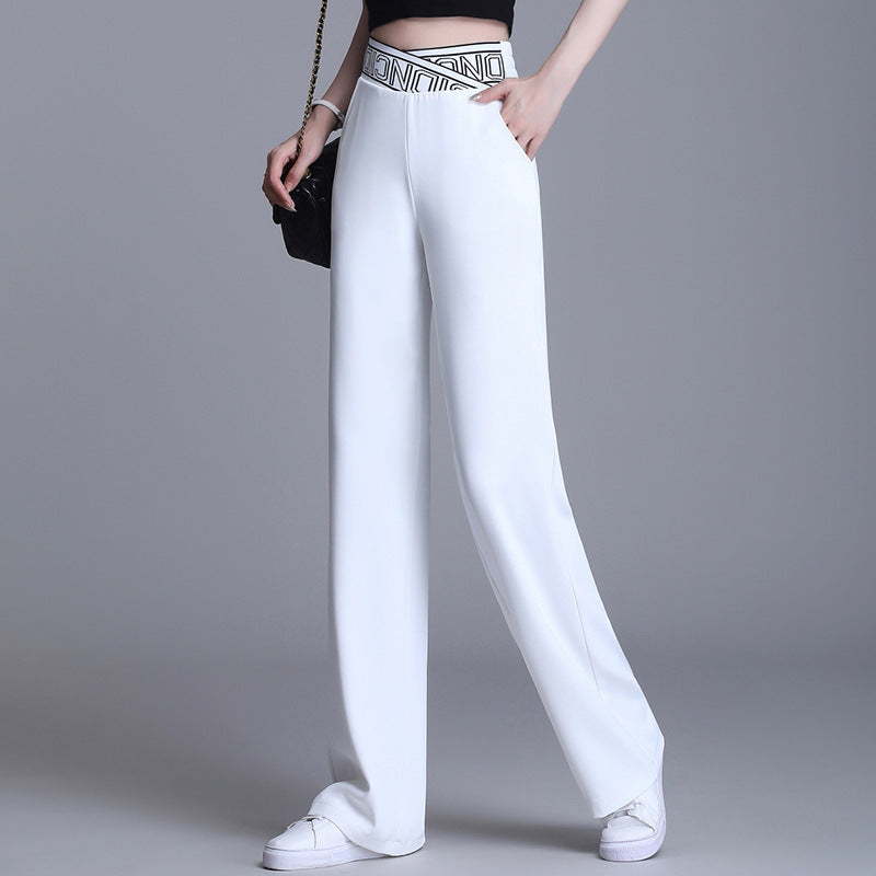 Women's High-waist Drape Letter Elastic Slimming Suit Pants