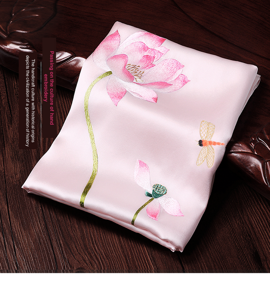 embroidery silk shawl embroidery mulberry silk long version hand-embroidered scarf ladies gift Chinese style silk scarf