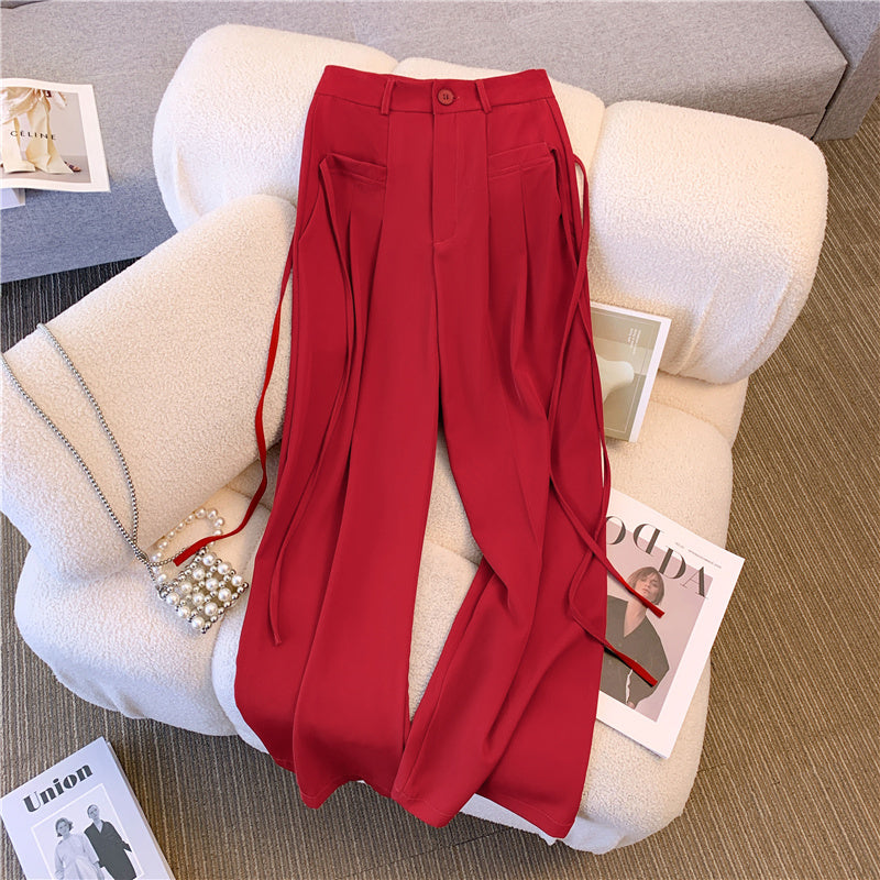 Wide-leg pants women's summer thin section high waist drape casual straight trousers