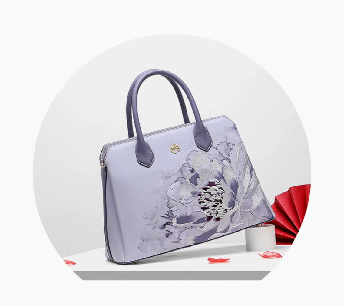 2024 Autumn and Winter Style Cowhide Light Luxury Embroidered Cheongsam Handbag Killer Bag Trendy