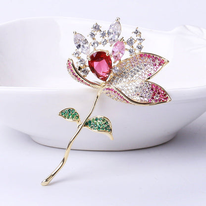 Luxury lotus elegant brooch for suit, dress