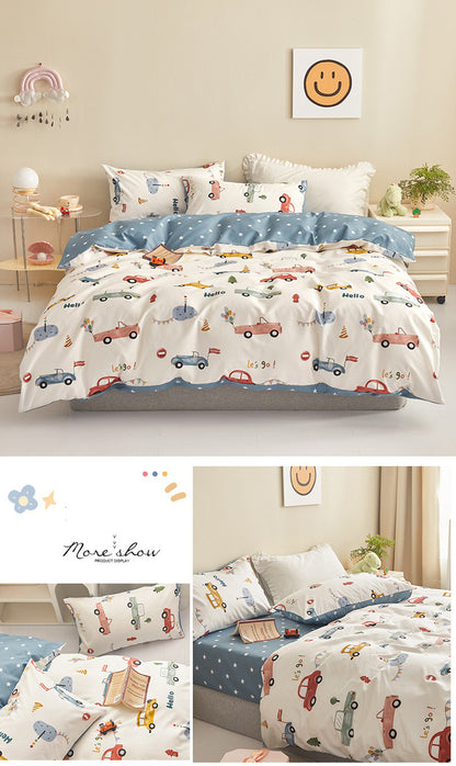 100% cotton autumn and winter cotton three or four piece set cartoon style bedding is skin-friendly and soft