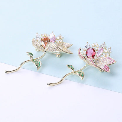 Luxury lotus elegant brooch for suit, dress