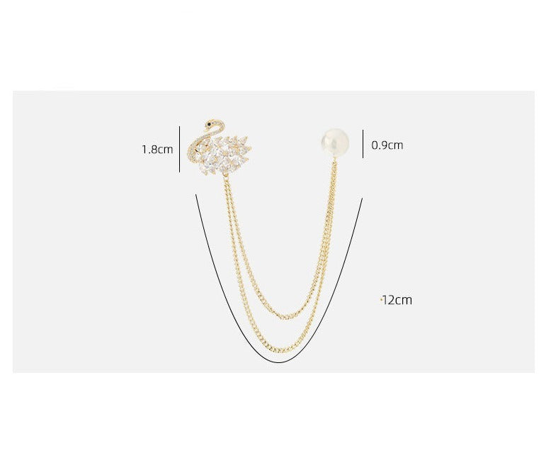 Little swan brooch high-end female anti-light buckle pin fixed clothes artifact invisible seam-free corsage accessories small pin