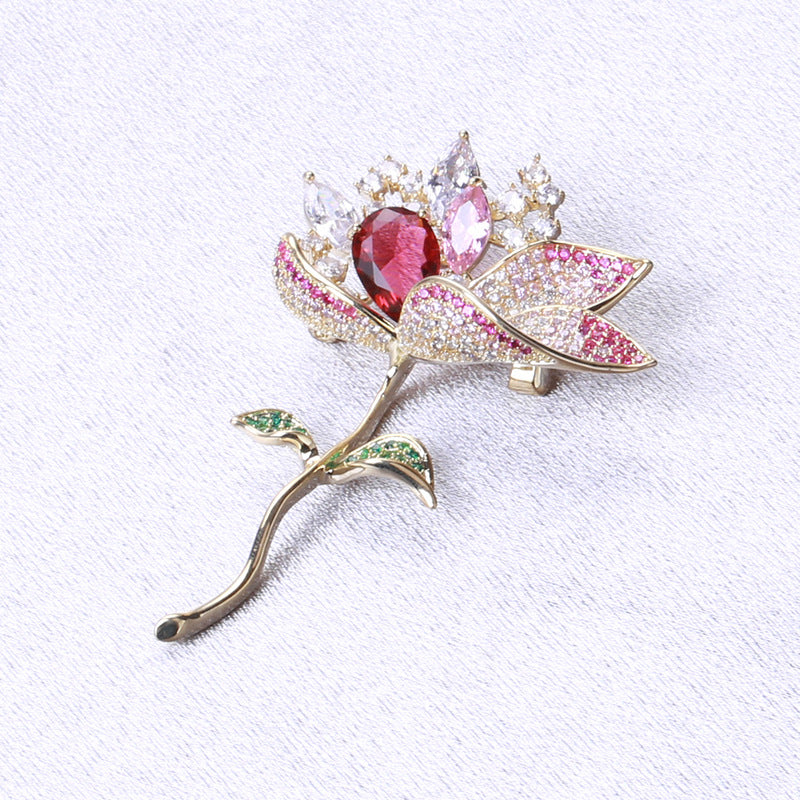 Luxury lotus elegant brooch for suit, dress