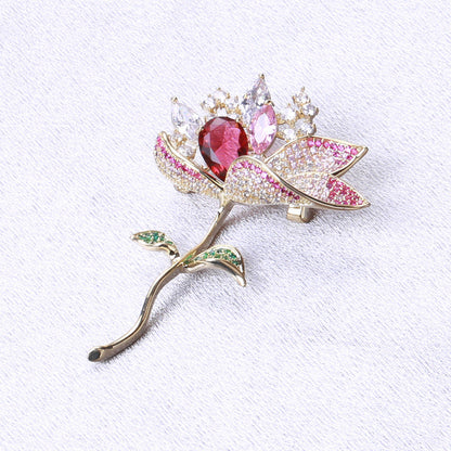 Luxury lotus elegant brooch for suit, dress