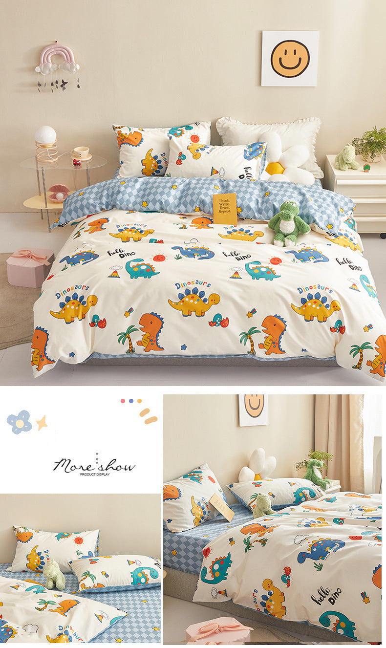 100% cotton autumn and winter cotton three or four piece set cartoon style bedding is skin-friendly and soft