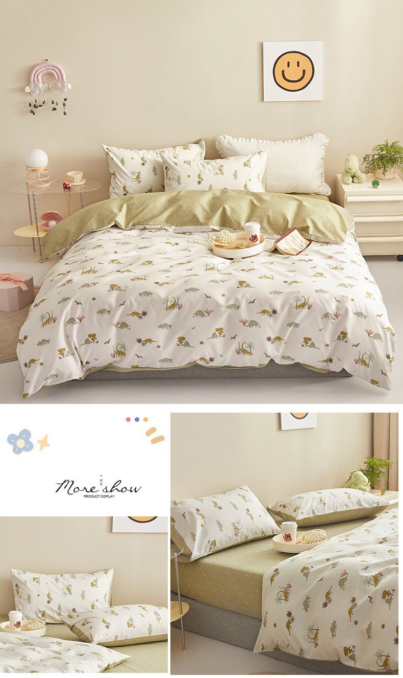 100% cotton autumn and winter cotton three or four piece set cartoon style bedding is skin-friendly and soft