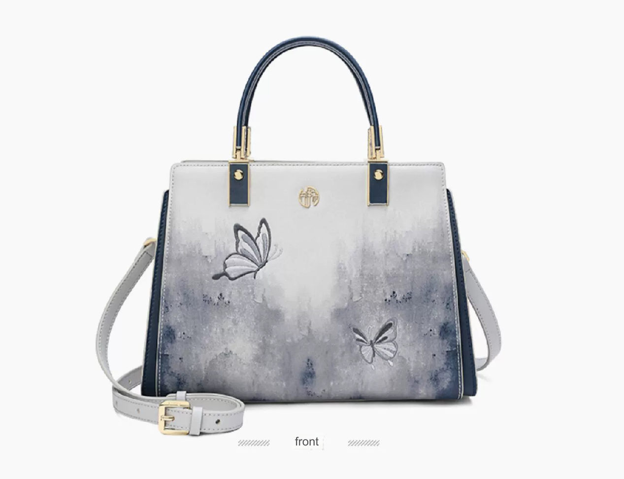 Design cowhide embroidery large capacity commuter portable crossbody bag