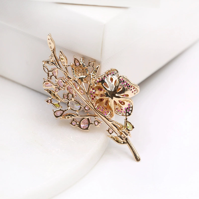 Flower brooch high-end female luxury corsage autumn and winter suit jacket pin fixed clothes accessories anti-light buckle