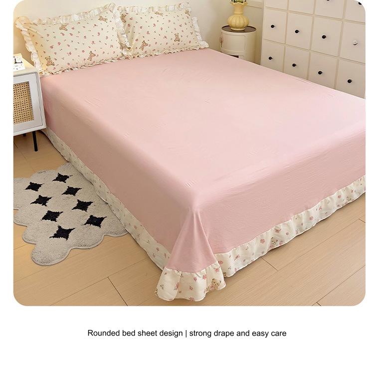 Korean princess style pure cotton four-piece set ins small fresh cotton bed sheet lace quilt cover bed sheet bedding