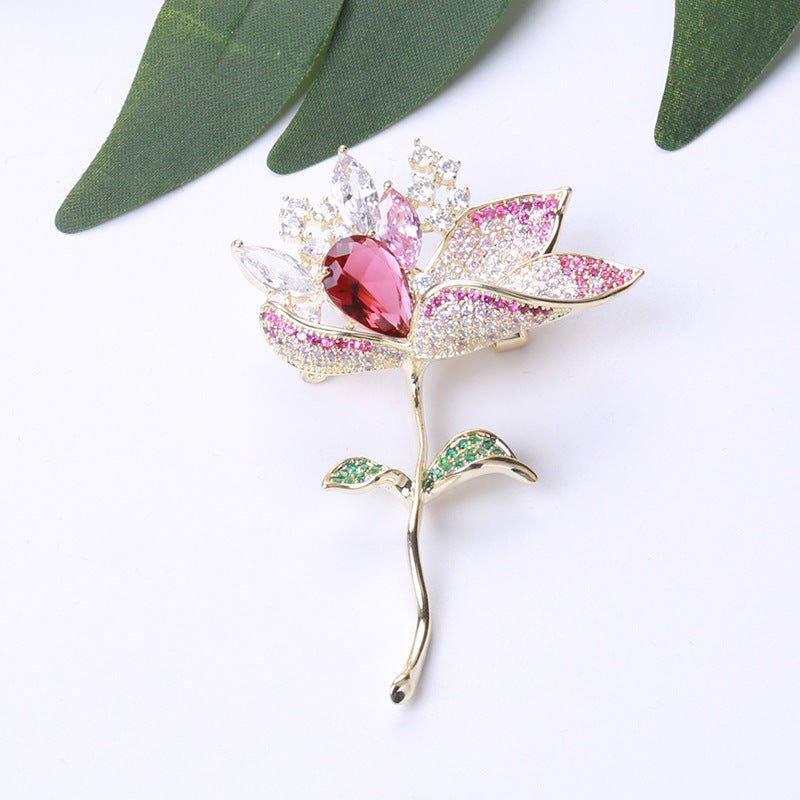 Luxury lotus elegant brooch for suit, dress