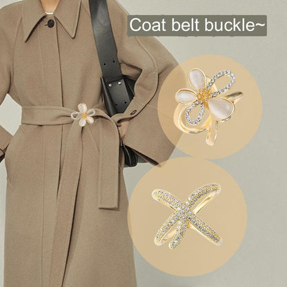 Flower silk scarf buckle high-end women's multi-functional buckle woolen coat belt bowknot fixed buckle