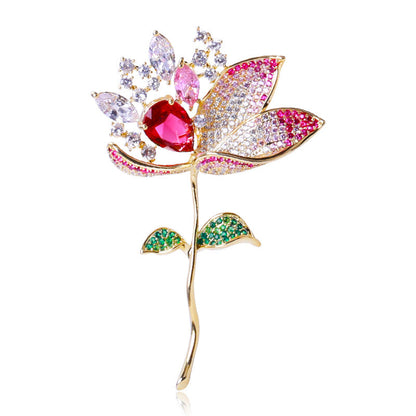 Luxury lotus elegant brooch for suit, dress