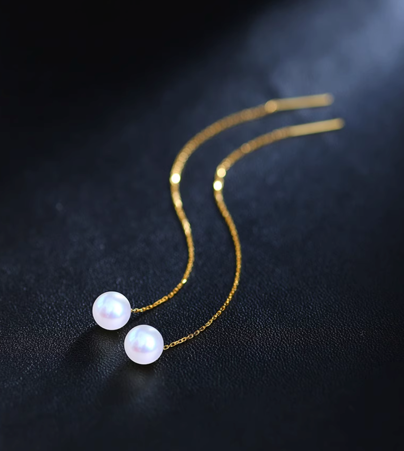 Perfect Round Purple 18K Gold Earrings Freshwater Pearl Earrings Women's Earrings Long Earrings