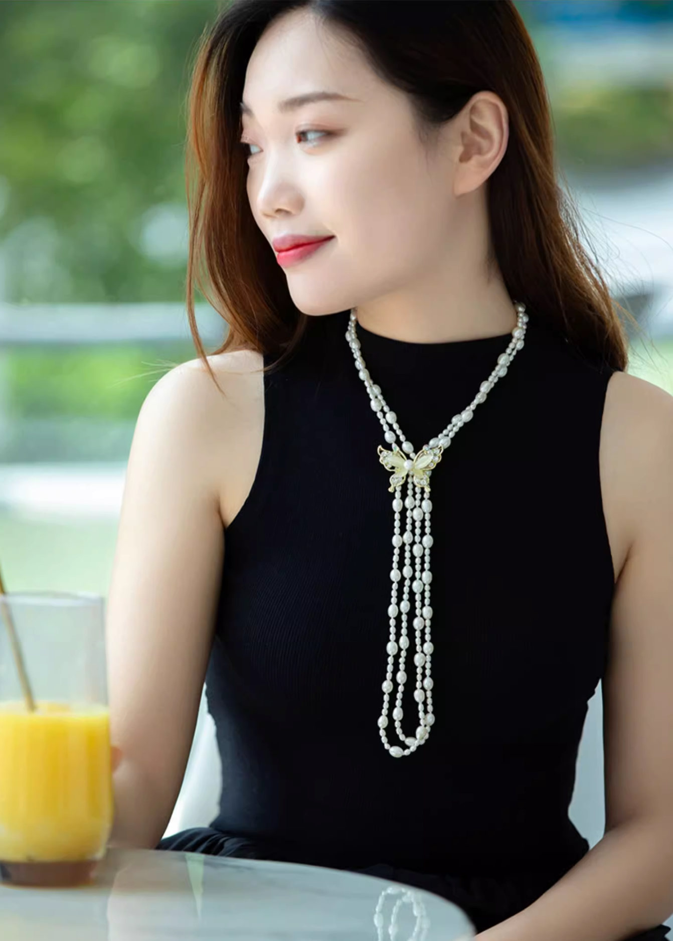 Necklace 3-7.3mm Millet Pearl Freshwater Pearl Necklace Design Multi-Wear Sweater Chain