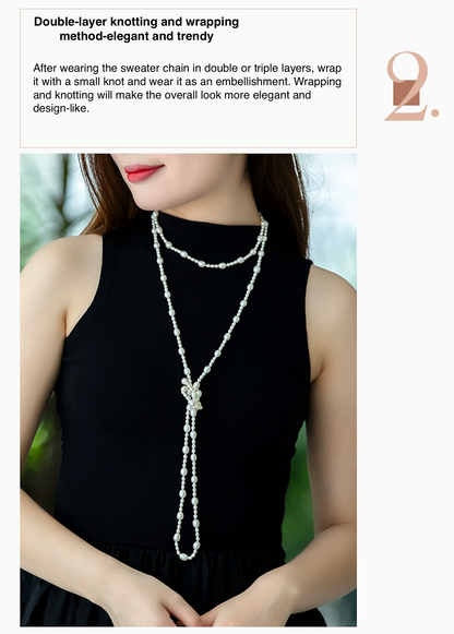 Necklace 3-7.3mm Millet Pearl Freshwater Pearl Necklace Design Multi-Wear Sweater Chain