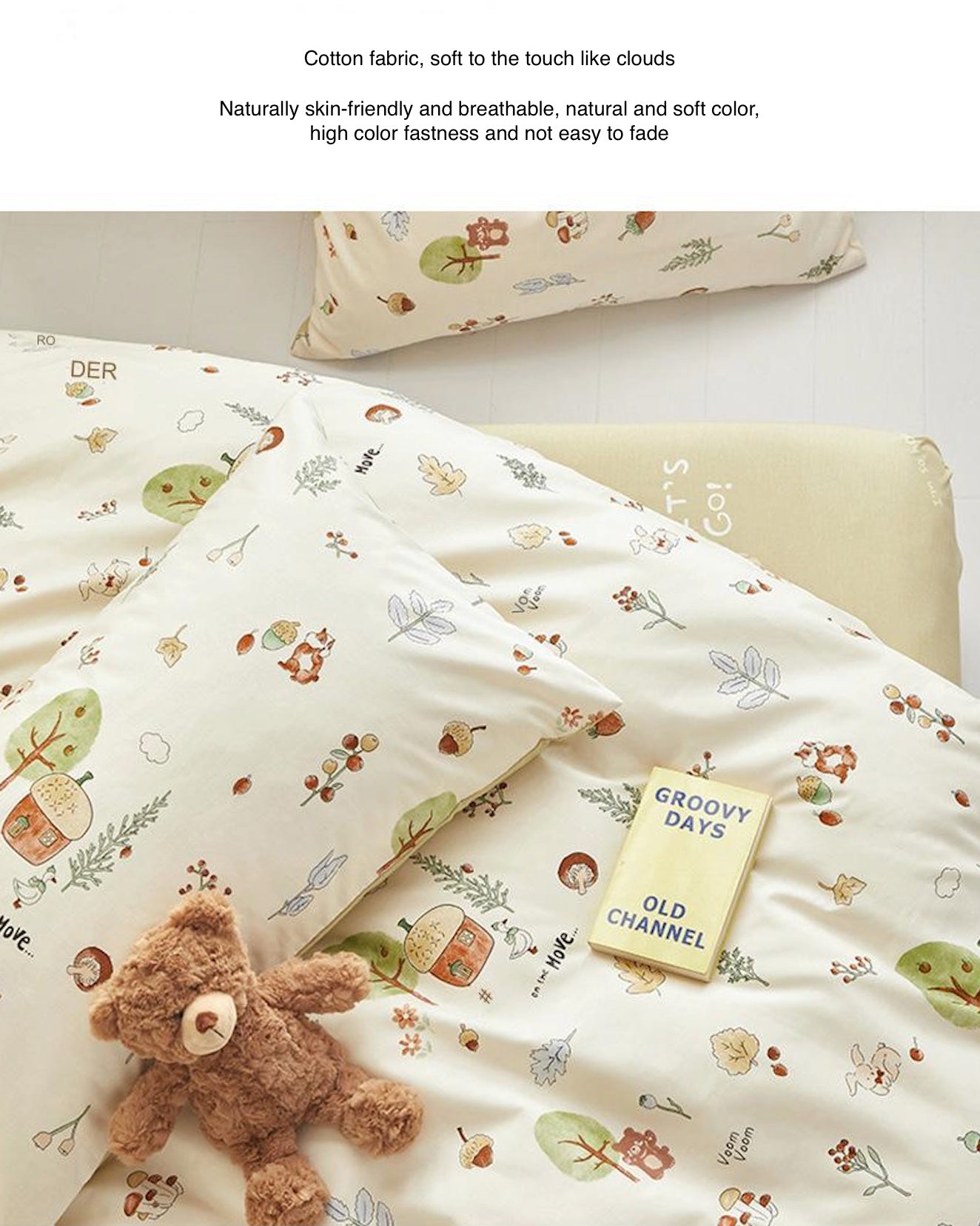 100% cotton autumn and winter cotton three or four piece set cartoon style bedding is skin-friendly and soft