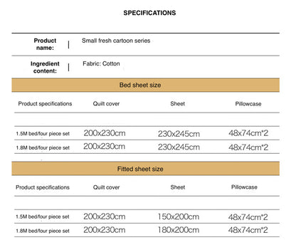 100% cotton autumn and winter cotton three or four piece set cartoon style bedding is skin-friendly and soft