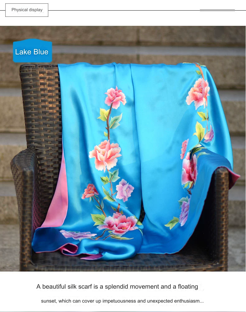 New Chinese style gift shawl for women mid-length holiday casual Suzhou embroidery silk scarf