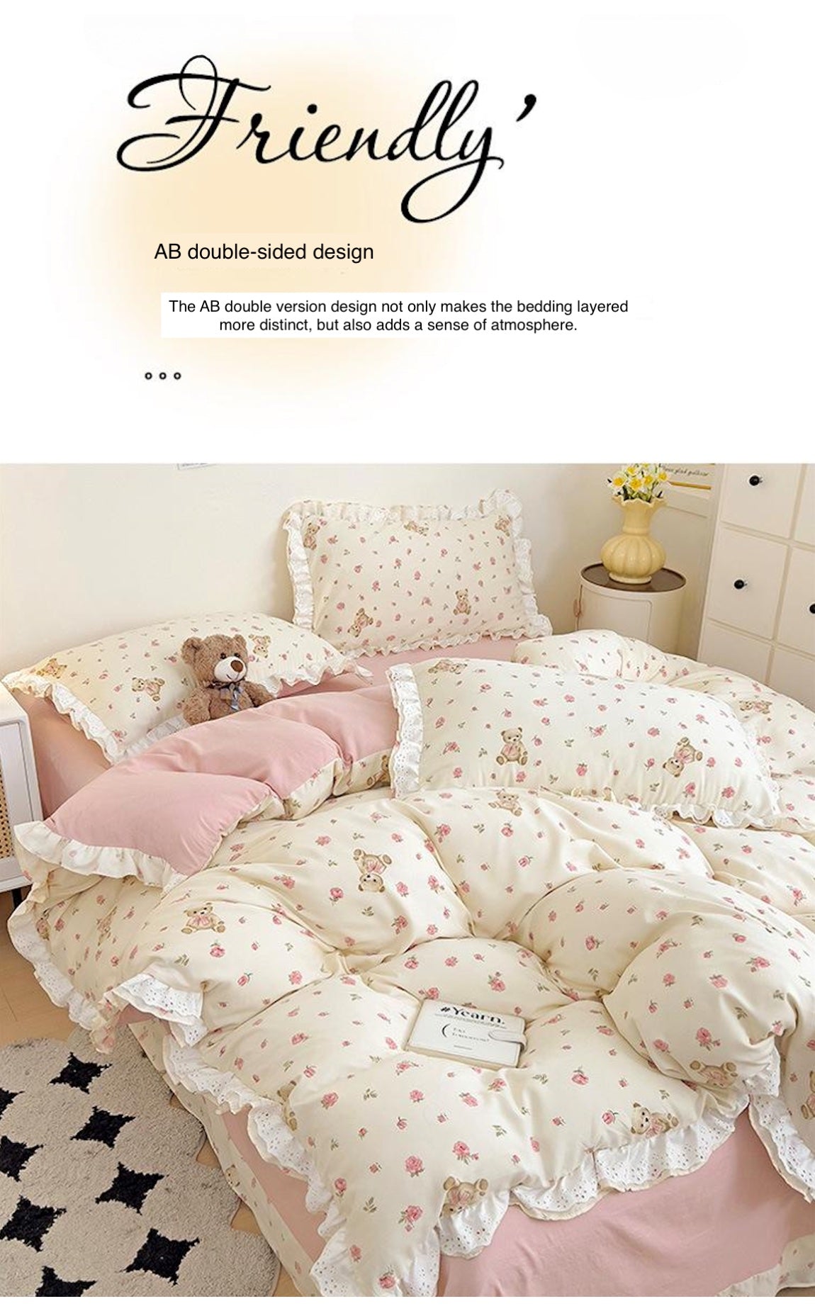 Korean princess style pure cotton four-piece set ins small fresh cotton bed sheet lace quilt cover bed sheet bedding