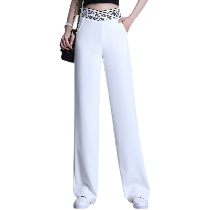 Women's High-waist Drape Letter Elastic Slimming Suit Pants