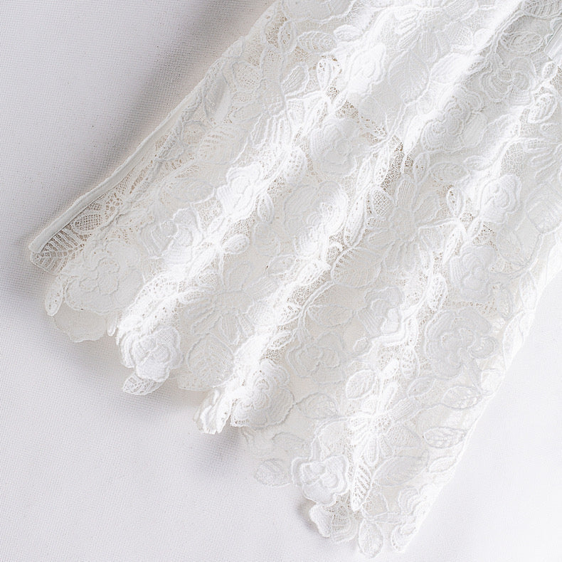 Chic hollow embroidery skirt  straight skirt slit white