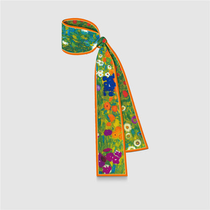 Small imitation silk scarf, decoration with shirt, headband women's tied hair summer, scarf high-end sense