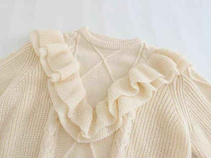 Women's fashion round neck knitted pullover sweater