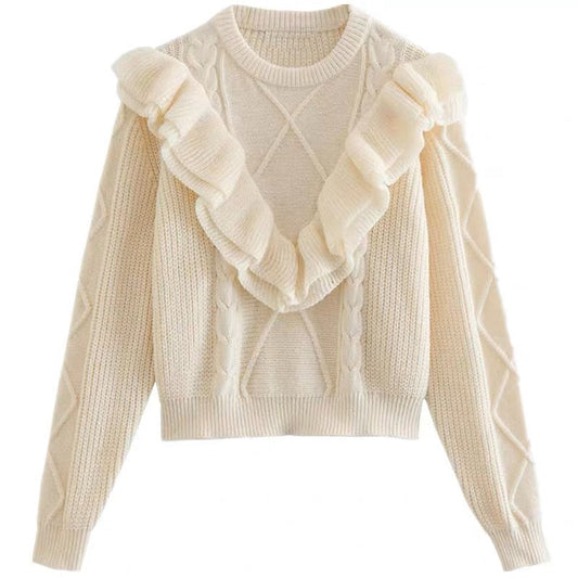 Women's fashion round neck knitted pullover sweater