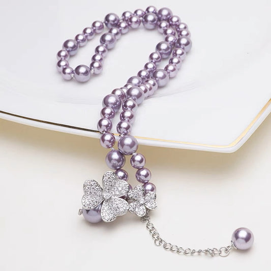 Original design temperament banquet shell pearl necklace female micro-inlaid buckle shell bead chain