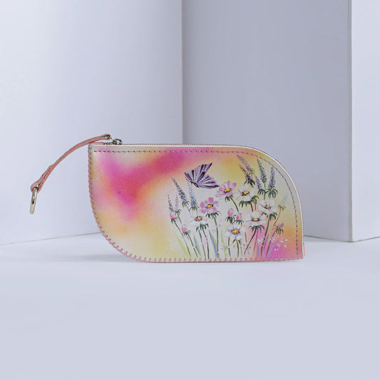 Leaf wallet -Ombre flower field hand painting