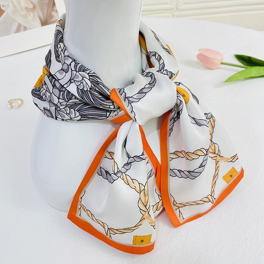 New style thin and narrow long silk scarf ladies Korean version all-match